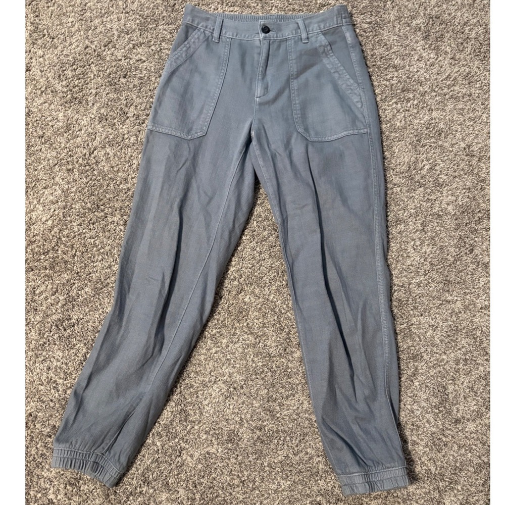 Gap Womens Dusty Blue Cotton Utility Jogger Pants Stretchy High Rise Size 4